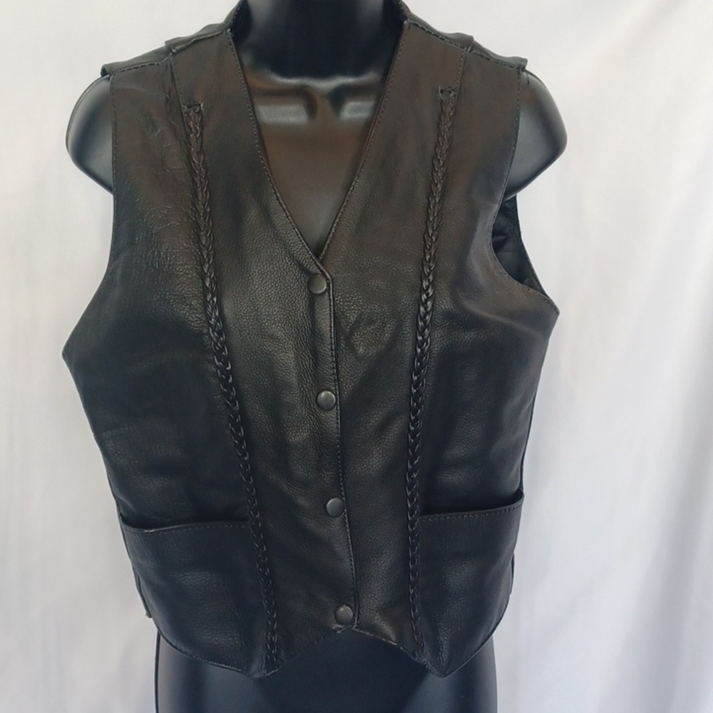 Milwaukee Leather Motorcycle Vest, snap closure,  tie back